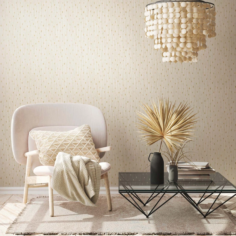 A.S. Création Vliestapete The BOS - Papier peint moderne à rayures crème, or 