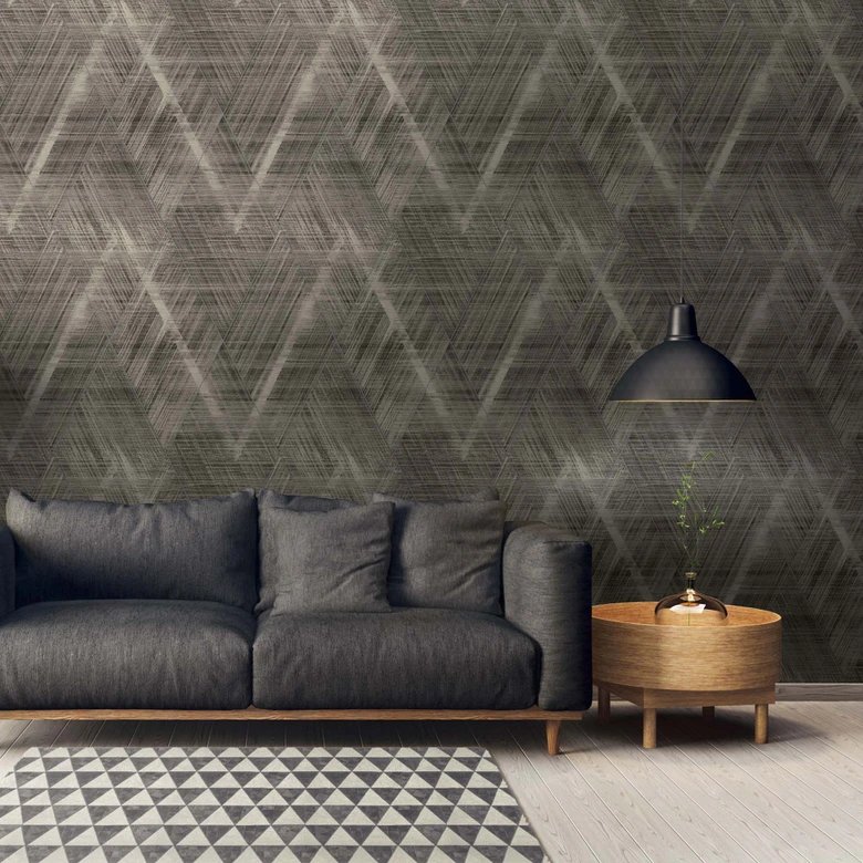 Mustertapete Schwarz geometrisch Vliestapete grafisch Design Tapete Schlafzimmer 