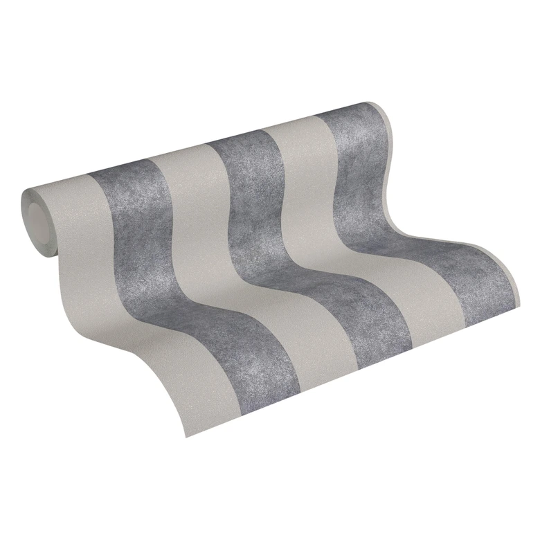 Livingwalls Vliestapete Trendwall Tapete mit Blockstreifen beige, grau, schwarz 