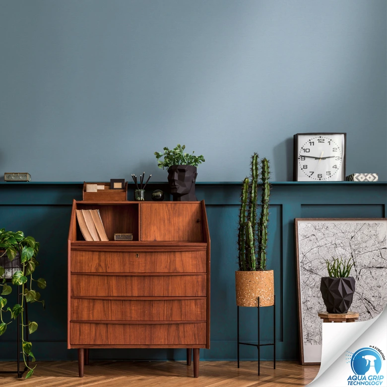 Tapeta pojedyncza o fakturze tekstylnej jasnoniebieska - tapeta z włókniny jednokolorowa - tapetowanie bez kleju 