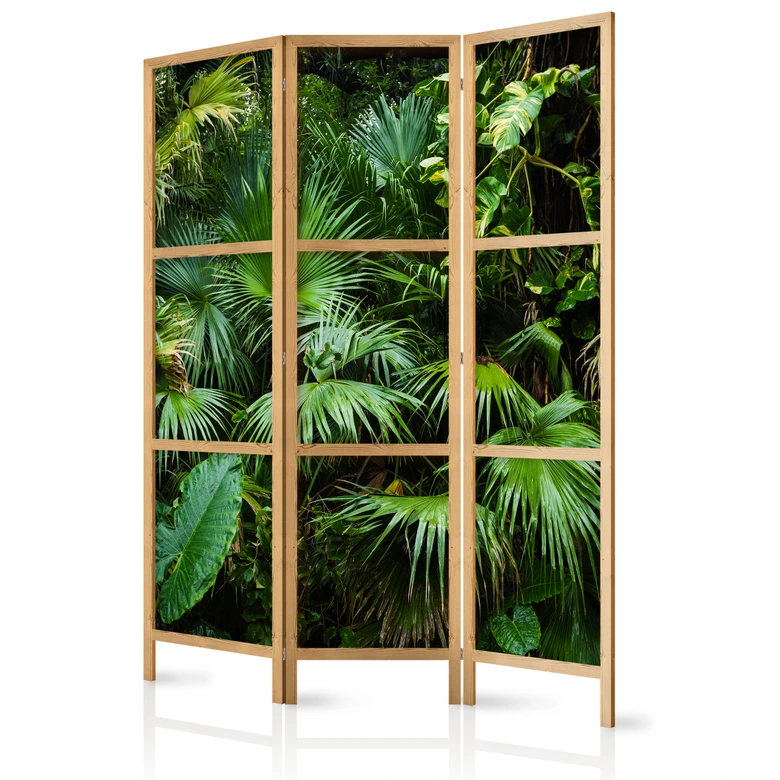 Paravent japonais Séparation de pièce - Jungle ensoleillée, 3 pièces 