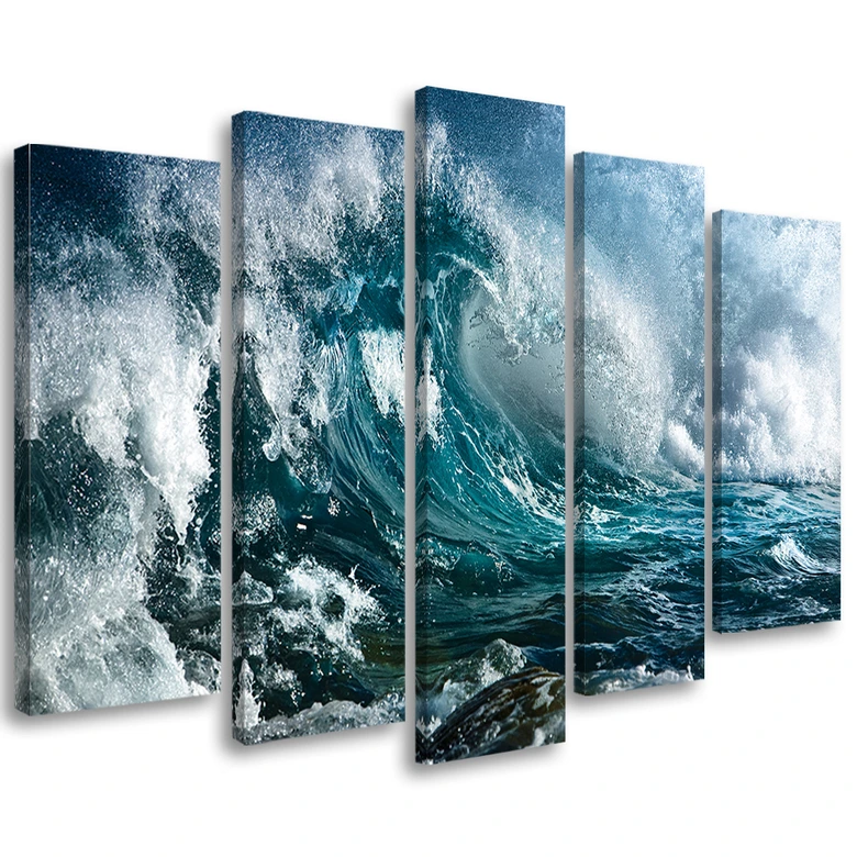 Leinwandbild 5 teilig, Meer Ozean Wellen 