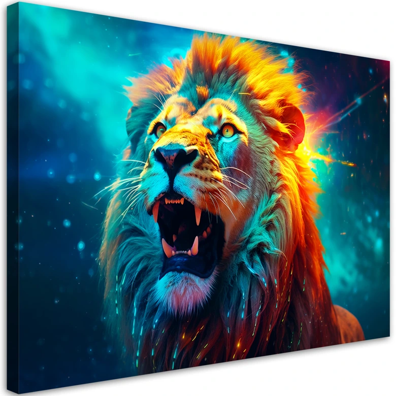 Abstrakt Neon Lion AI lærredsprint 