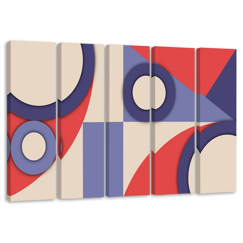Leinwandbild 5 teilig, Geometrische Abstraktionsformen 