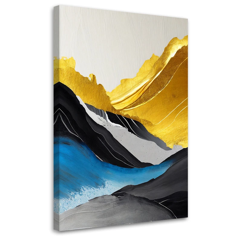 Leinwandbild Abstrakte Acryl Berge gold 