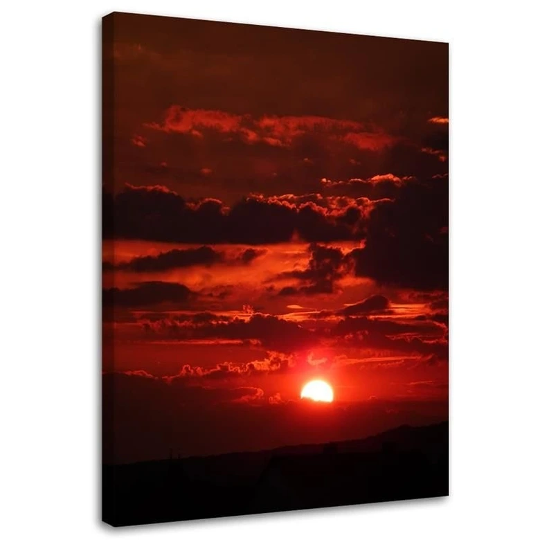 Canvasbillede, Rød solnedgang 