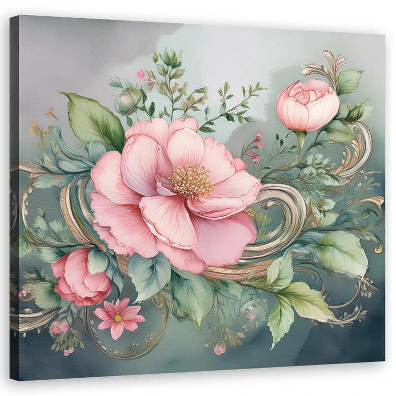 Leinwandbild Vintage Rosa Blume 