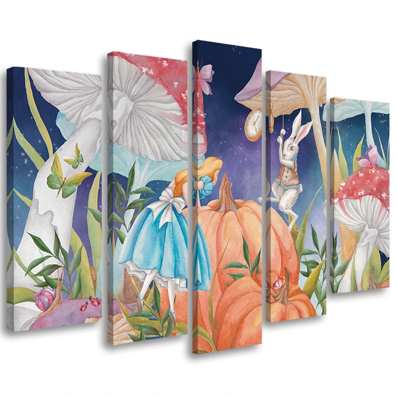 Leinwandbild 5 teilig, Little Alice im Land der Wunder 