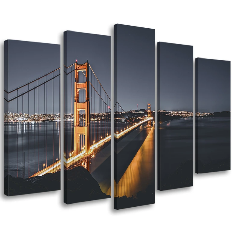 Wandbild 5-teilig, Goldene Gate von San Francisco 