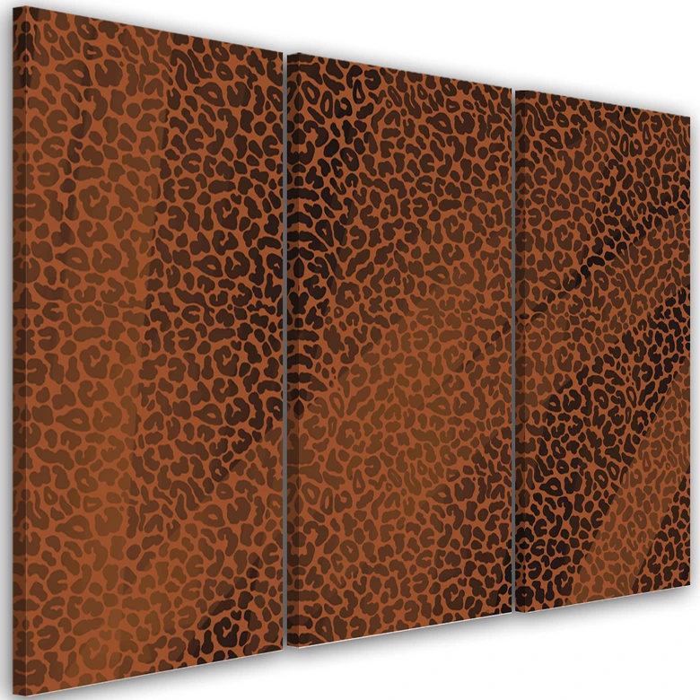 Leinwandbild 3 teilig, Leopard Leopard Pelfpatches Muster 