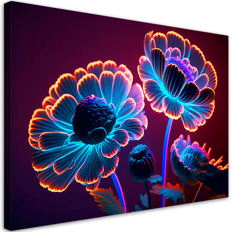 Leinwandbild, Neon-Blütenknospen 