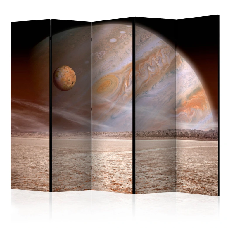 Paravent, Raumteiler freistehend, Trennwand - A small and a big planet II, 5-teilig - einseitig bedruckt - 225x172 cm 