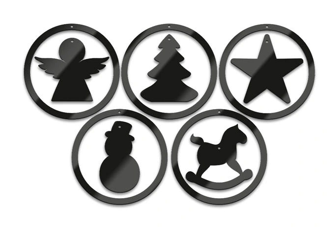 Acryldeko Baumschmuck-Ringe (5-teilig) 