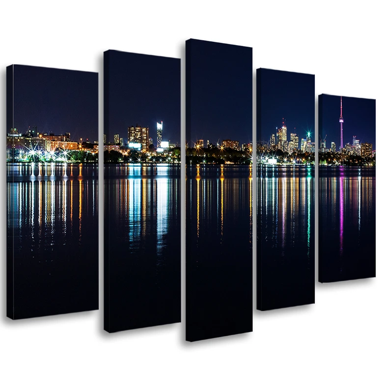 Lærredstryk 5 stykker, New York Skyline 