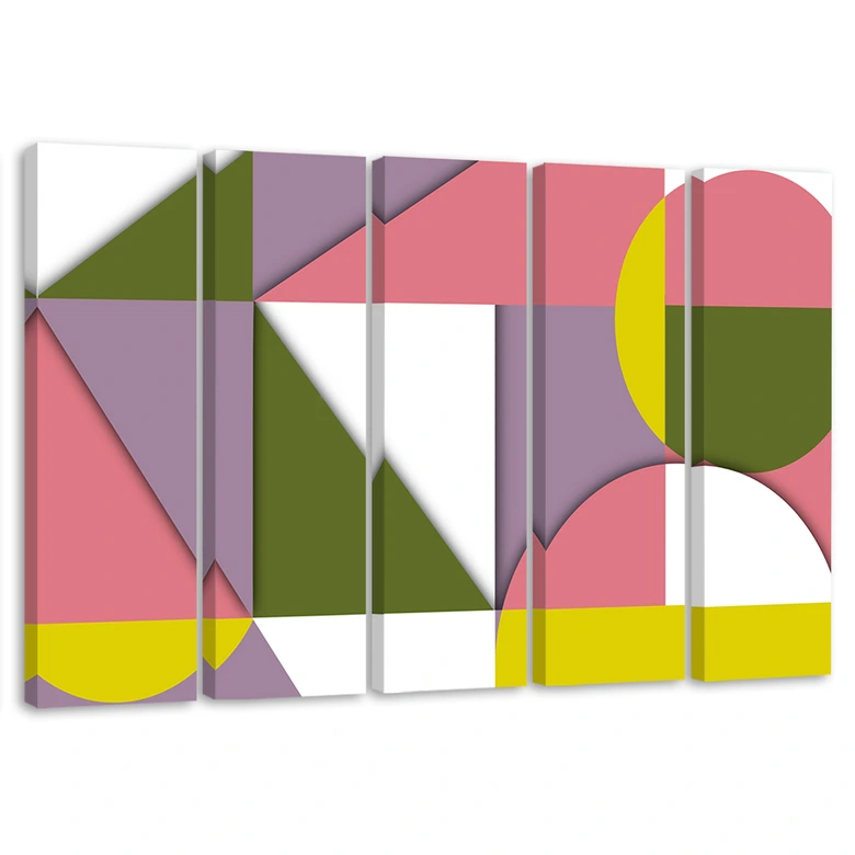 Leinwandbild 5 teilig, Geometrische Abstraktionsformen 