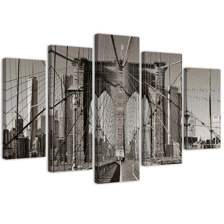Leinwandbild 5 teilig, Brooklyn-Brücke New York 