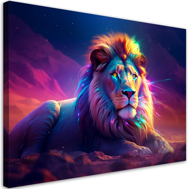 Leinwandbild, Neon Löwe Afrika 
