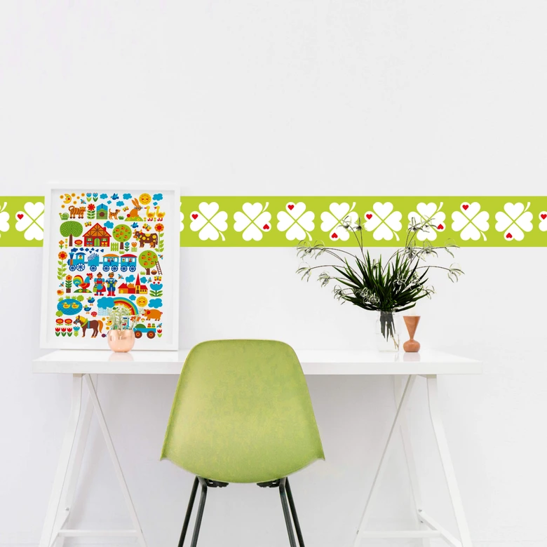 Wandtattoo byGraziela - Bordüre Kleeblatt grün - 120x25 cm 