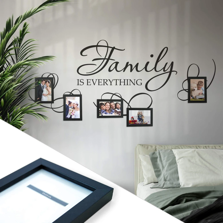 Muursticker Family is Everything incl. 5 Fotolijstjes 