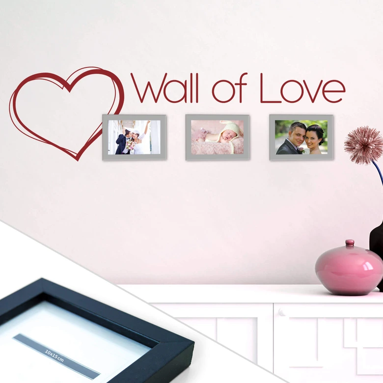Wall of Love Wall sticker incl. 3 Picture Frames 