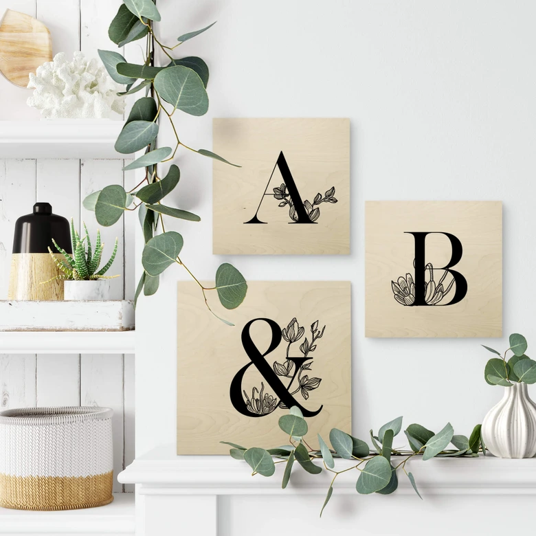 Wooden letters floral alphabet 