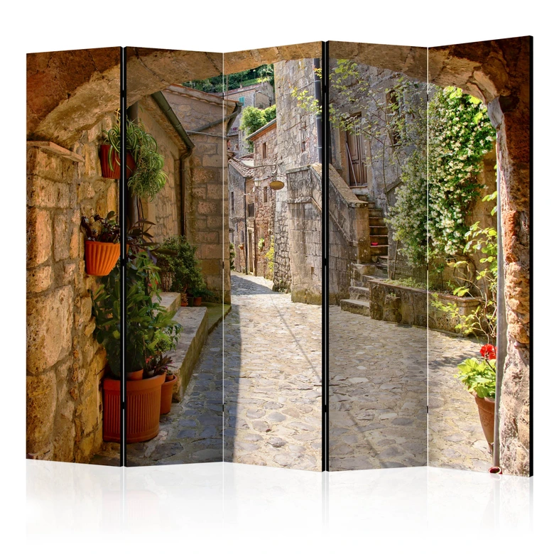 Paravent Séparation de pièce - Ruelle de province en Toscane , 5 pièces - 225x172 cm 