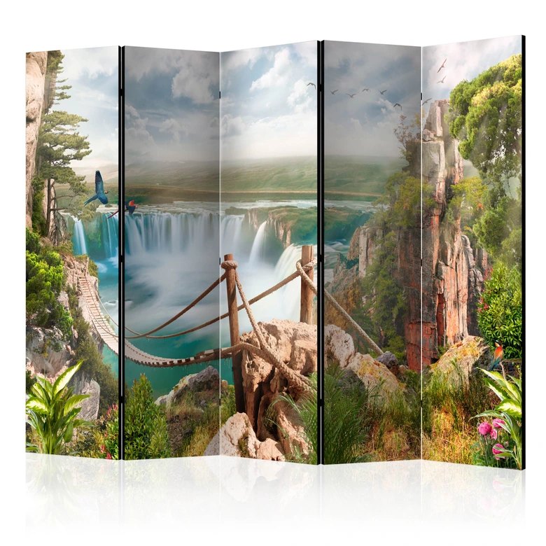 Paravent Séparation de pièce - Paradis caché , 5 pièces - 225x172 cm 