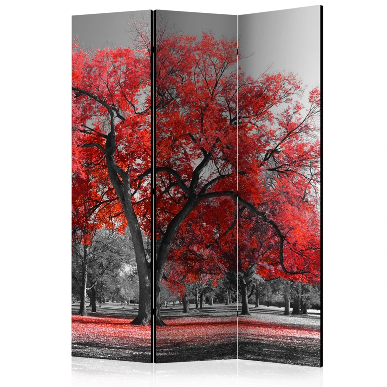 Screen room divider - Efterår i parken, 3-delt 