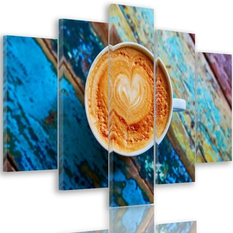 Leinwandbild 5 teilig, Kaffeetasse 