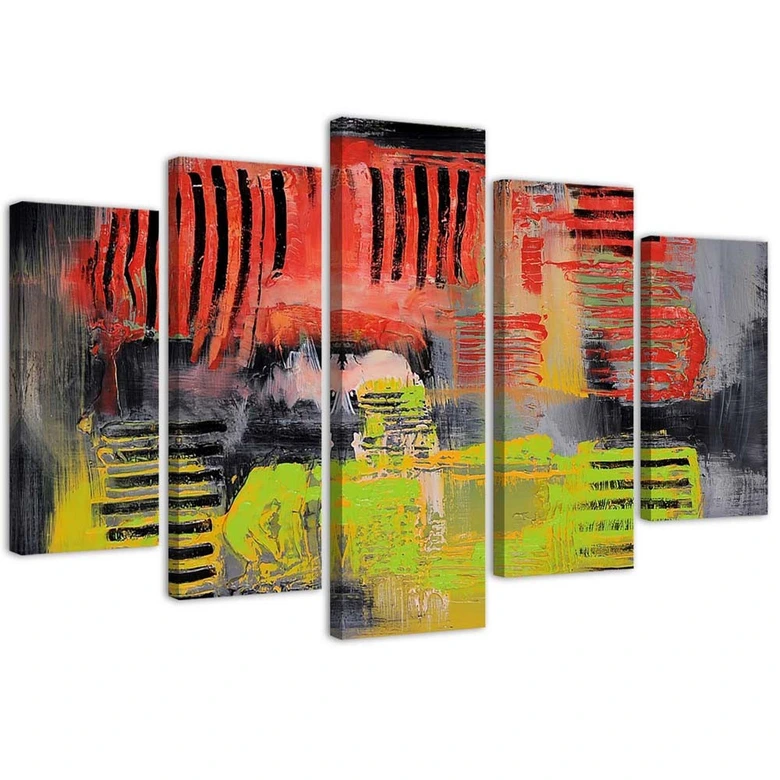 Leinwandbild 5 teilig, Abstraktion Acryl 