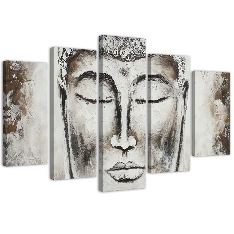 Leinwandbild 5 teilig, Buddha Grey Zen Spa 