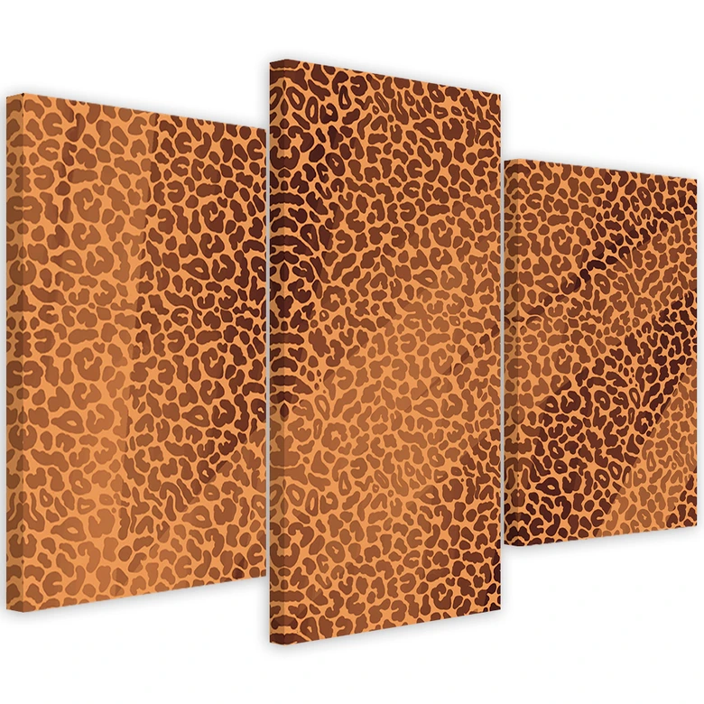 Leinwandbild 3 teilig, Leopard Leopard Pelfpatches Muster 