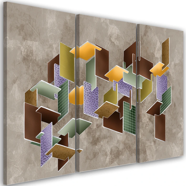 Impression sur toile en 3 parties, puzzle 3D 