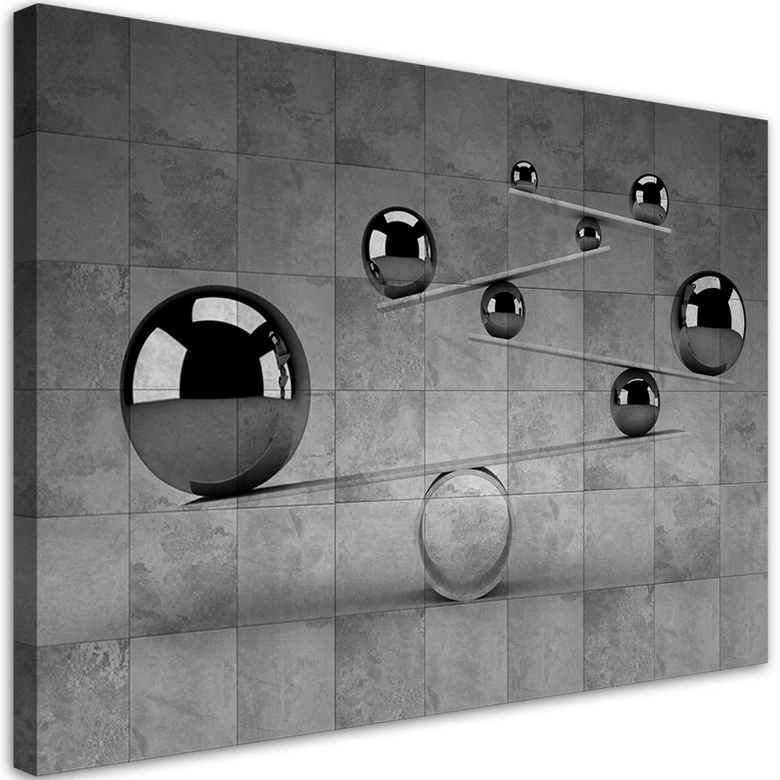 Canvasbillede, Bolde i 3D-sølv 