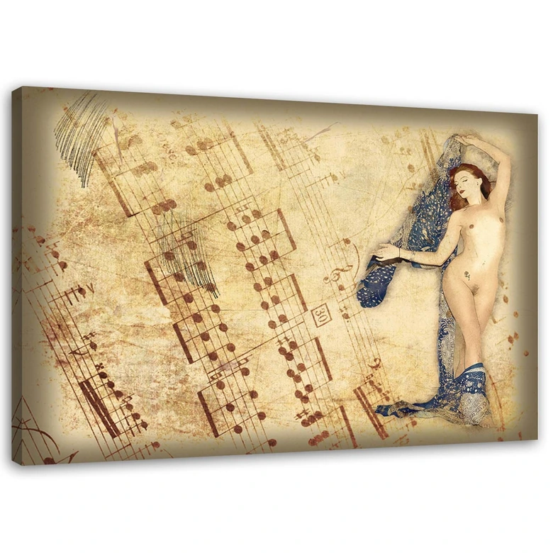 Tableau sur toile, Femme nue avec foulard 
