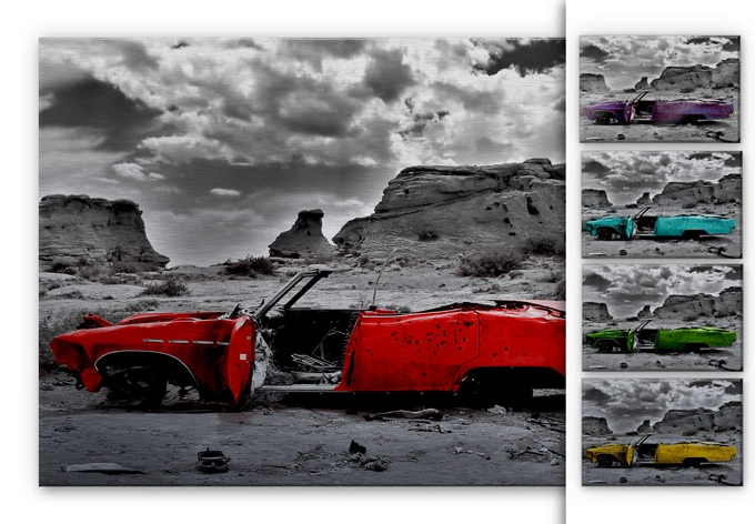 Alu-Dibond Bild Roter Cadillac 