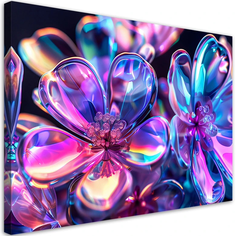 Leinwandbild, Glänzende Blumen - Strauß 