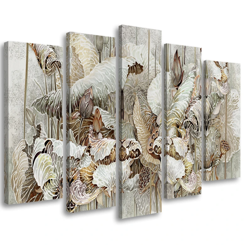 Leinwandbild 5 teilig, Saint Lotos Blumen 