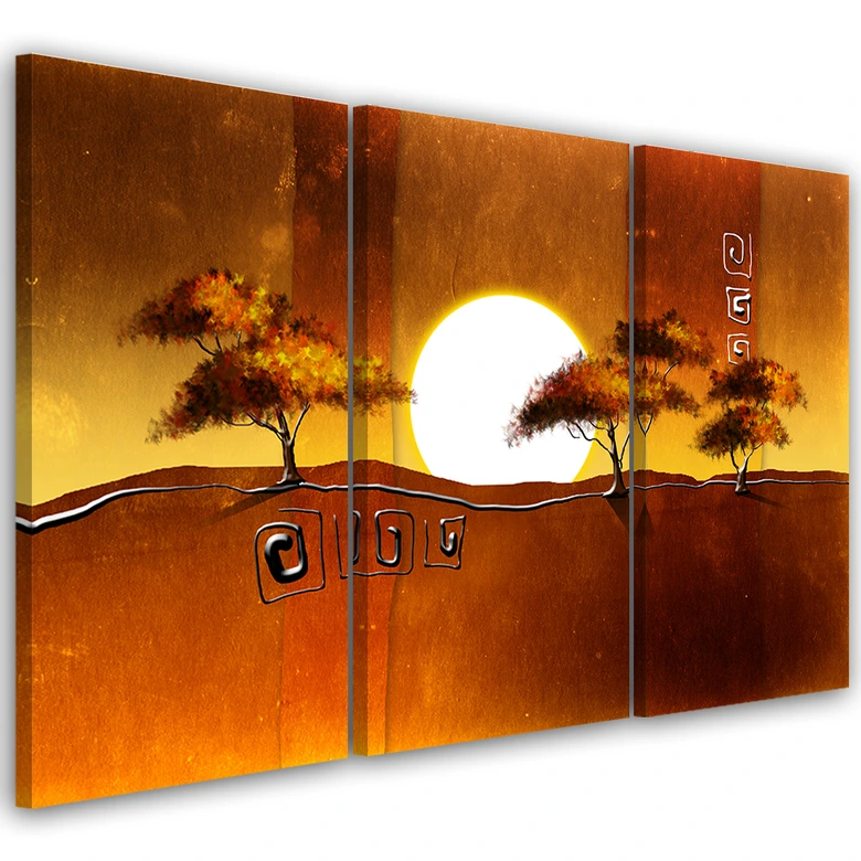 Leinwandbild 3-teilig, Afrika Baum-Landschaft 