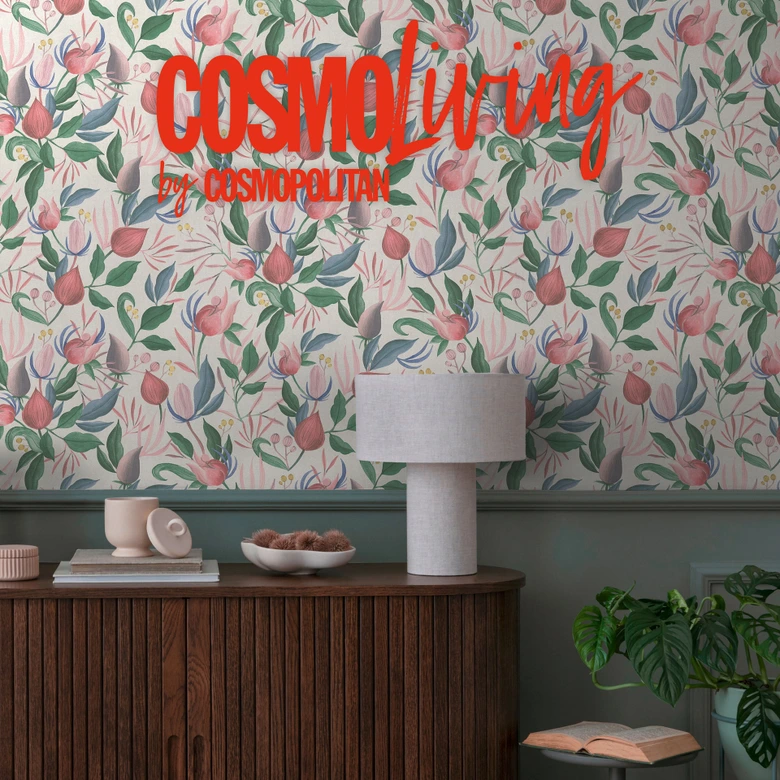 COSMOPOLITAN Tapete florales Design Weiß Grün Rosa Botanische Vliestapete Blumen 