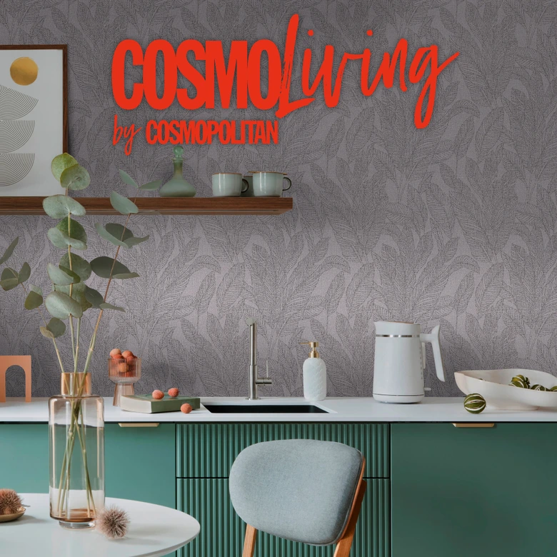 COSMOPOLITAN Vliestapete Wohnzimmer mit Blättern Dunkelgrau - moderne Tapete 
