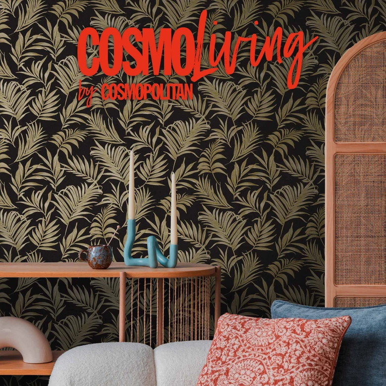 COSMOPOLITAN papier peint noir or motif feuilles - papier peint intissé luxueux salon 