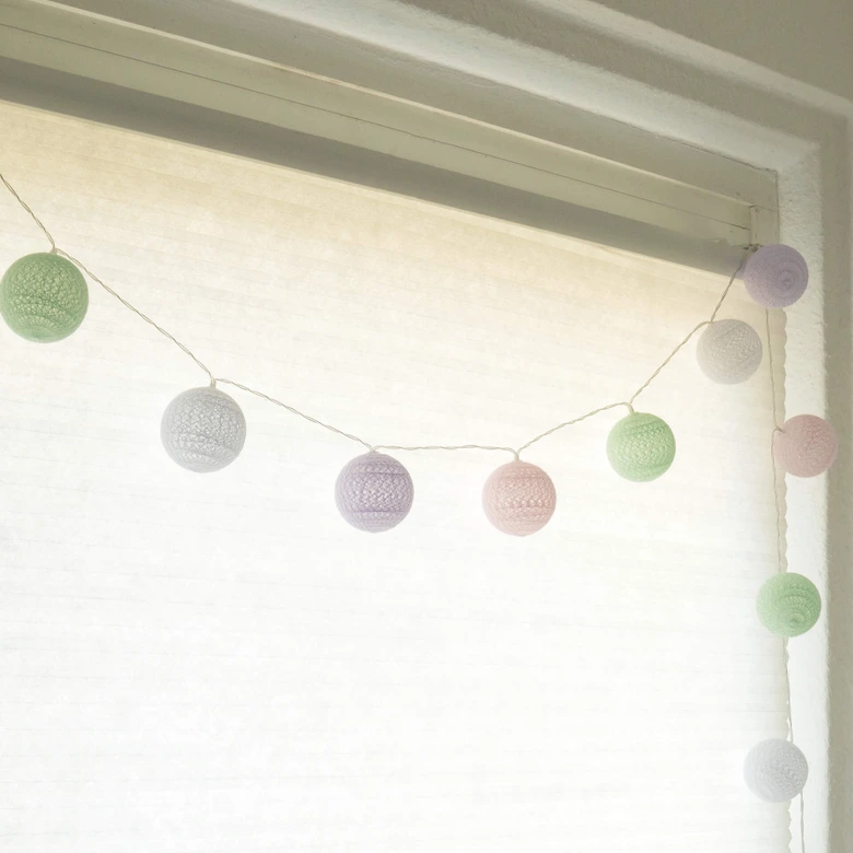 Cotton Ball Lights LED-Lichterkette Pastell 20-teilig 