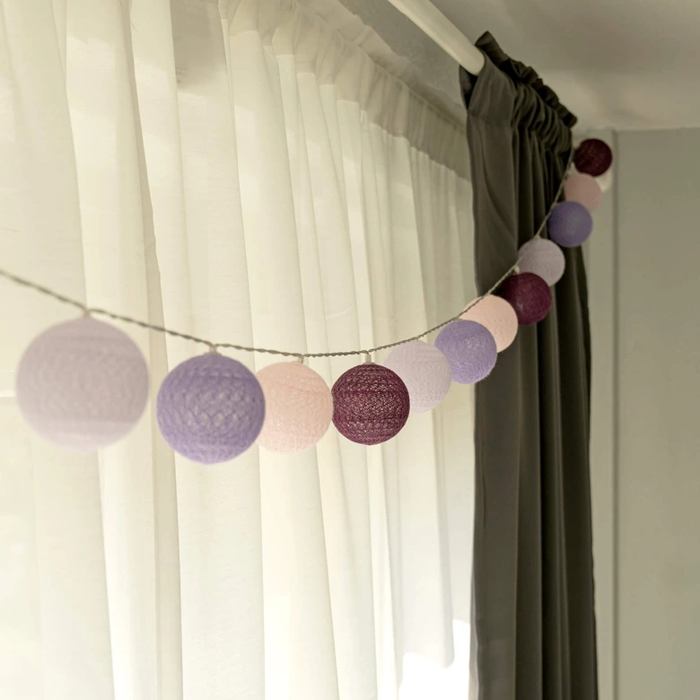 Cotton Ball Lights LED-Lichterkette lila violett 20-teilig 