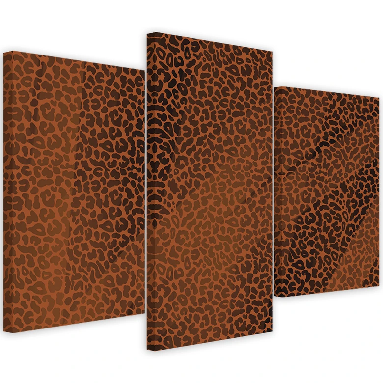 Leinwandbild 3 teilig, Leopard Leopard Pelfpatches Muster 