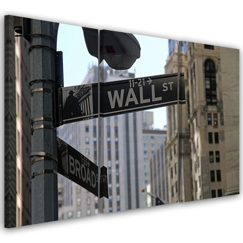 Leinwandbild 3-teilig, New York Wall Street USA 