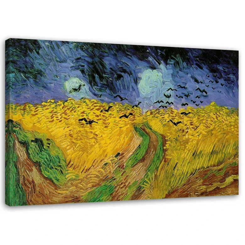 Leinwandbild, Weizenfeld mit Raben - V. van Gogh Reproduktion 