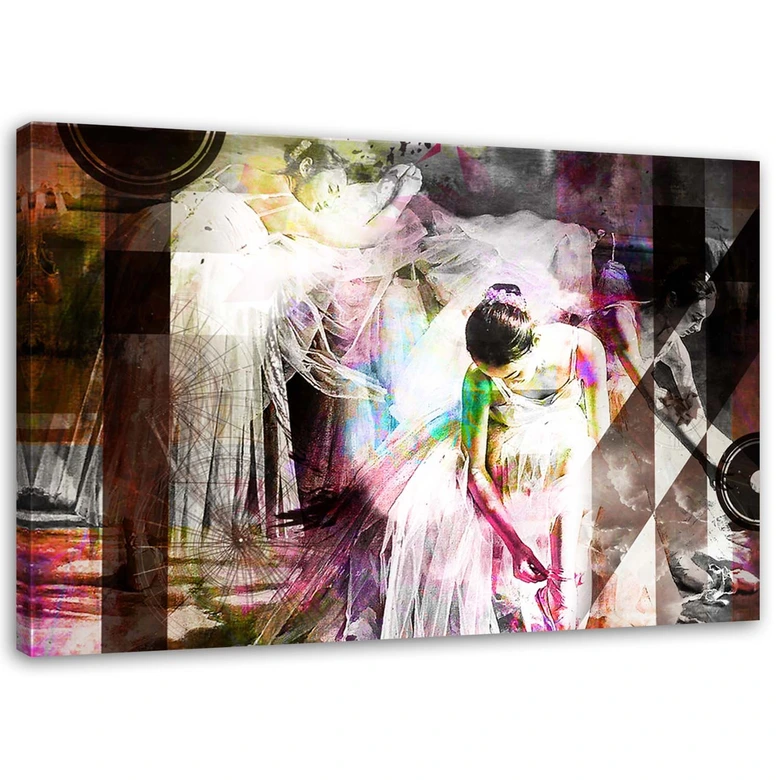 Canvasbillede, Ballerina i kjole - abstrakt 