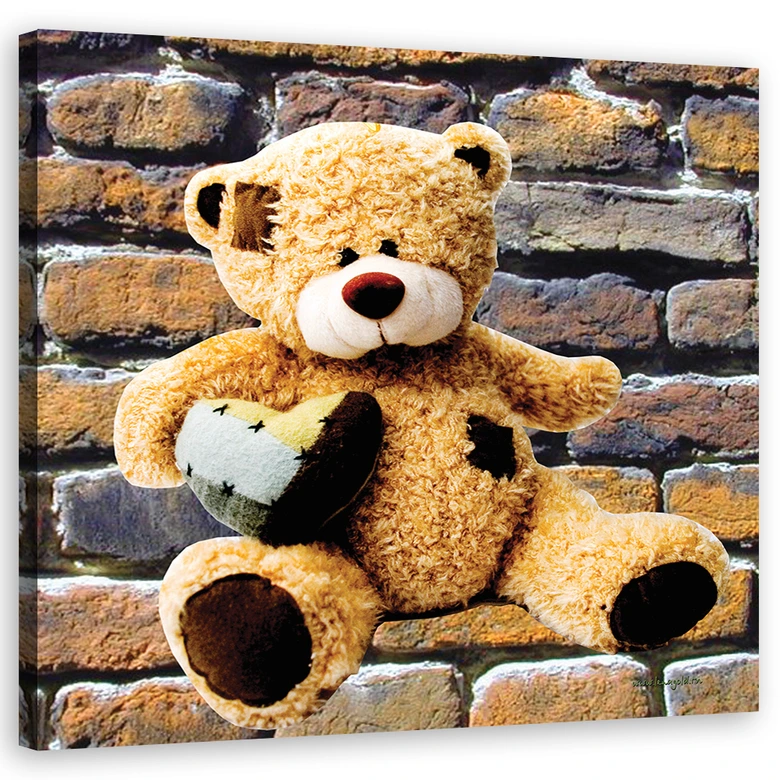 Leinwandbild, Teddybär mit Herz 