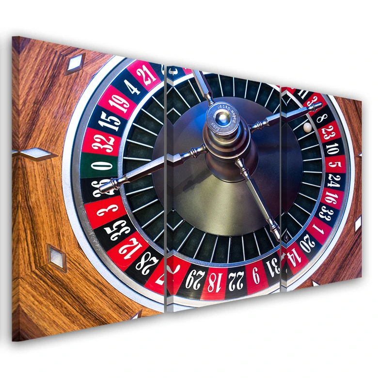 Leinwandbild 3-teilig, Roulette Poker Glücksspiel 